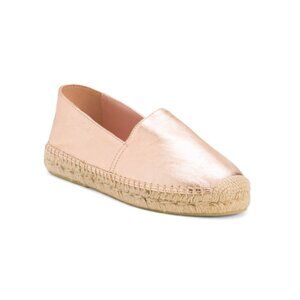 PRETTY BALLERINAS Rose Gold Made In Spain Leather Athena Espadrille Flats